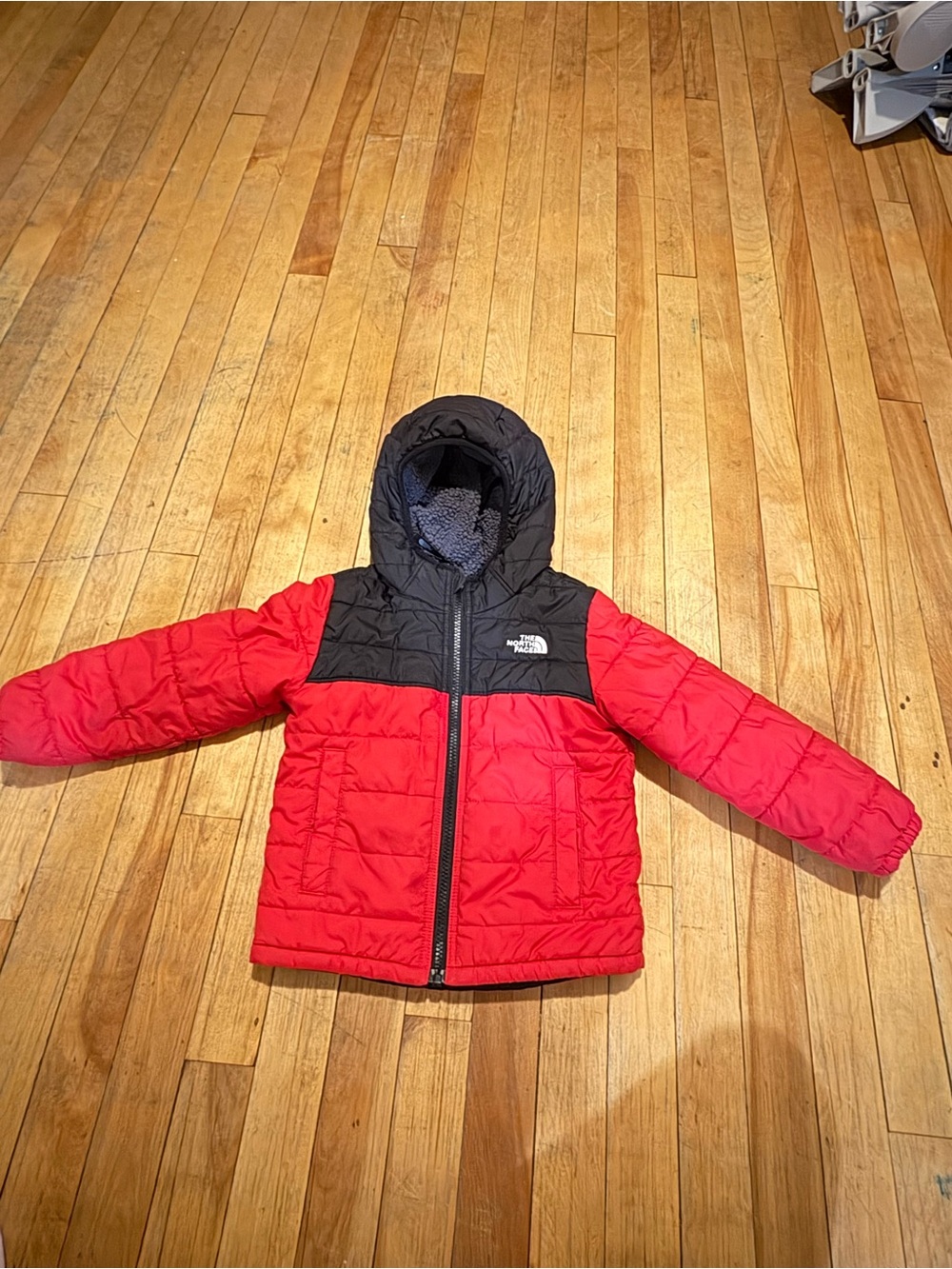 The North Face Red and Black Insulated Hooded Jacket
